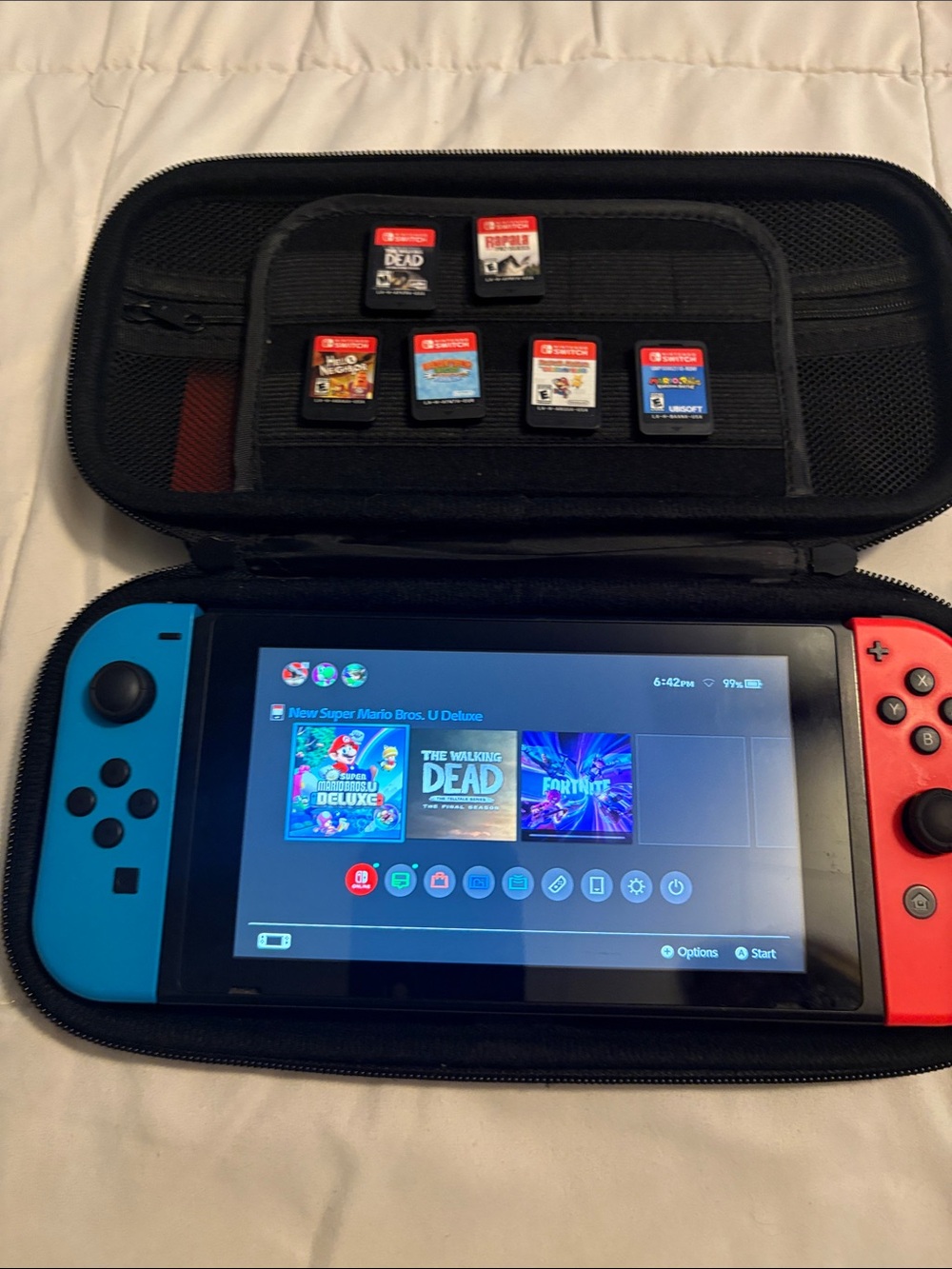 Nintendo Switch with Neon Blue & Neon Red Joy‑Con in Protective Case w/ 7 games - Picture 6 of 9